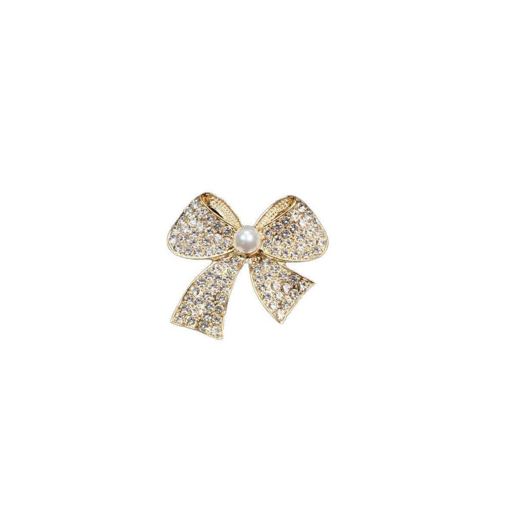 High-End Rhinestone Crystal Beveled Bow Brooch Pin