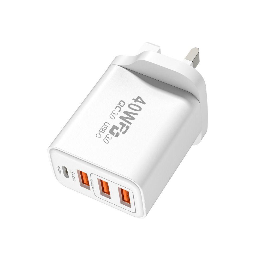 Прочный USB C зарядный блок 40 Вт, 4 порта, Type-C, быстрая зарядка, USB-адаптер для настенной зарядки