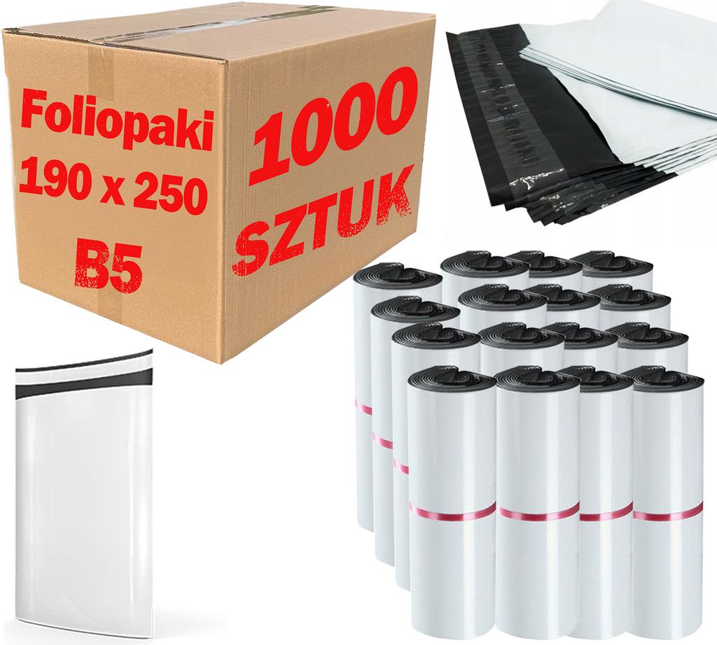 Foliopaki Kurierskie Białe B5 190X250Mm - 1000 Szt.