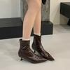 Fashion SUOJIALUN 2025 New Brand Women Short Boots Shoes Fashion Thin High Heel Outdoor Dress Chelsea Pumps Pointed Toe Ankle Boots Shoe