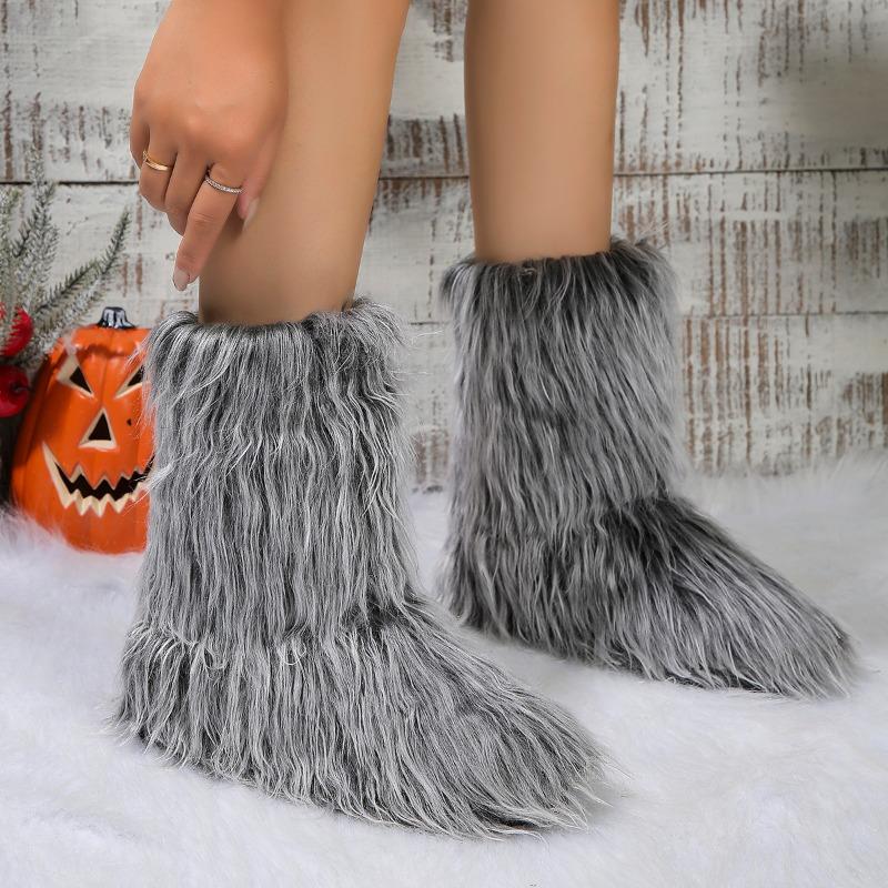 Мода 2024 года, новые зимние сапоги из искусственного меха, женские теплые пушистые зимние сапоги, роскошная обувь, женские меховые сапоги из лисьего меха, модная зимняя обувь