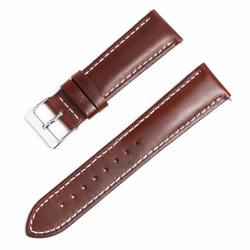 Oil Wax Leather Leather Strap Soft Bright Universal First Layer Retro Bowl With Accessories Switch Ear Pin Buckle