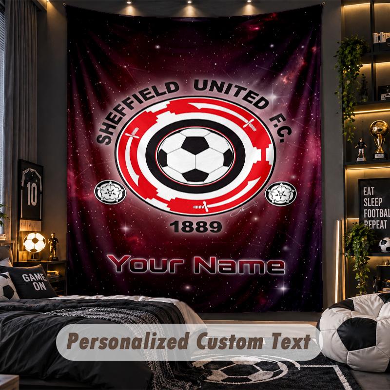 TapestrySheffield United FC Custom Name Text Personalized Wall Hanging Tapestry Home Wall Decor