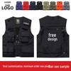 Мужской многокарманный уличный рабочий жилет с логотипом на заказ для фотографии и рыбалки