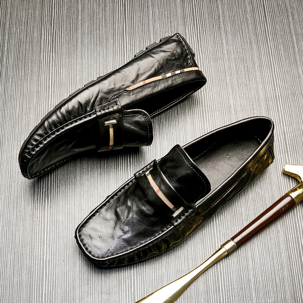 Мужская обувь Bowei из натуральной кожи. Обувь Doudou. Мужская повседневная удобная обувь с мягкой подошвой. Дышащие кожаные туфли Lazy с одной педалью.