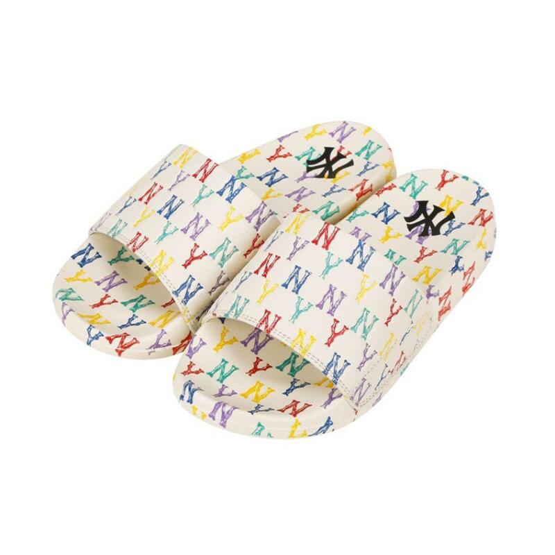 MLB MONOGRAM Коллекция для чтения Устойчивые к истиранию Шлепанцы-слайдеры Унисекс Белые Кроссовки 32SHHM111-50W
