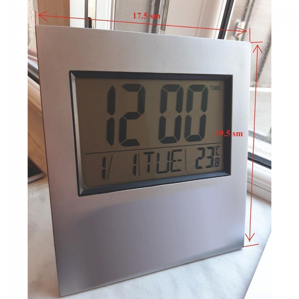 Настольные часы ЛКД цифровые серебряные/настенные часы с сигналом температуры календаря