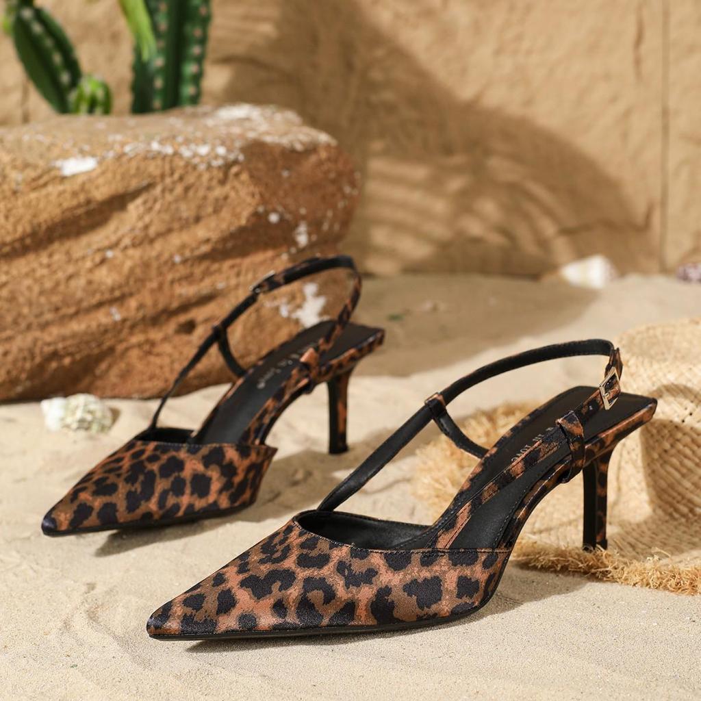 2025 Леопардовый принт Остроносые Туфли-шпильки - Ретро Низкий вырез Мода для Повседневной Уличной Одежды