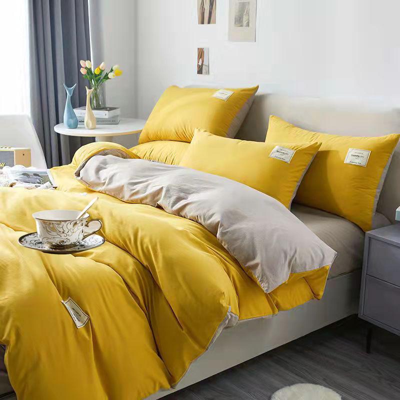 Пододеяльник G5Z однотонный из стираного хлопка, приятный для кожи, доступен в односпальном и двуспальном размерах с наволочкой для студентов