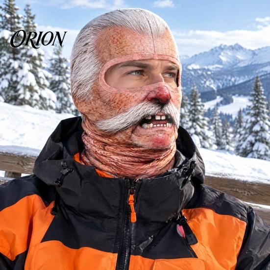 Winter Sports Face Covering Realistic Print Ski Mask for Winter, Old Man Balaclava Snowboarding Fleece Mask, Windproof Full Cover Neck Gaiter Outdoor