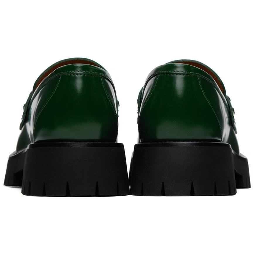 Gucci Лоферы из переплетенной кожи Мужские Зеленый Черный 752093 DS800 3154
