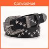 Punk Fashion Pu Leather Belt For Women With Studded Embellishments And Alloy Buckle For Streetwear