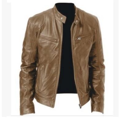 New European size men's leather jacket locomotive suit men's PU leather jacket stand-up neck cardigan leather jacket men