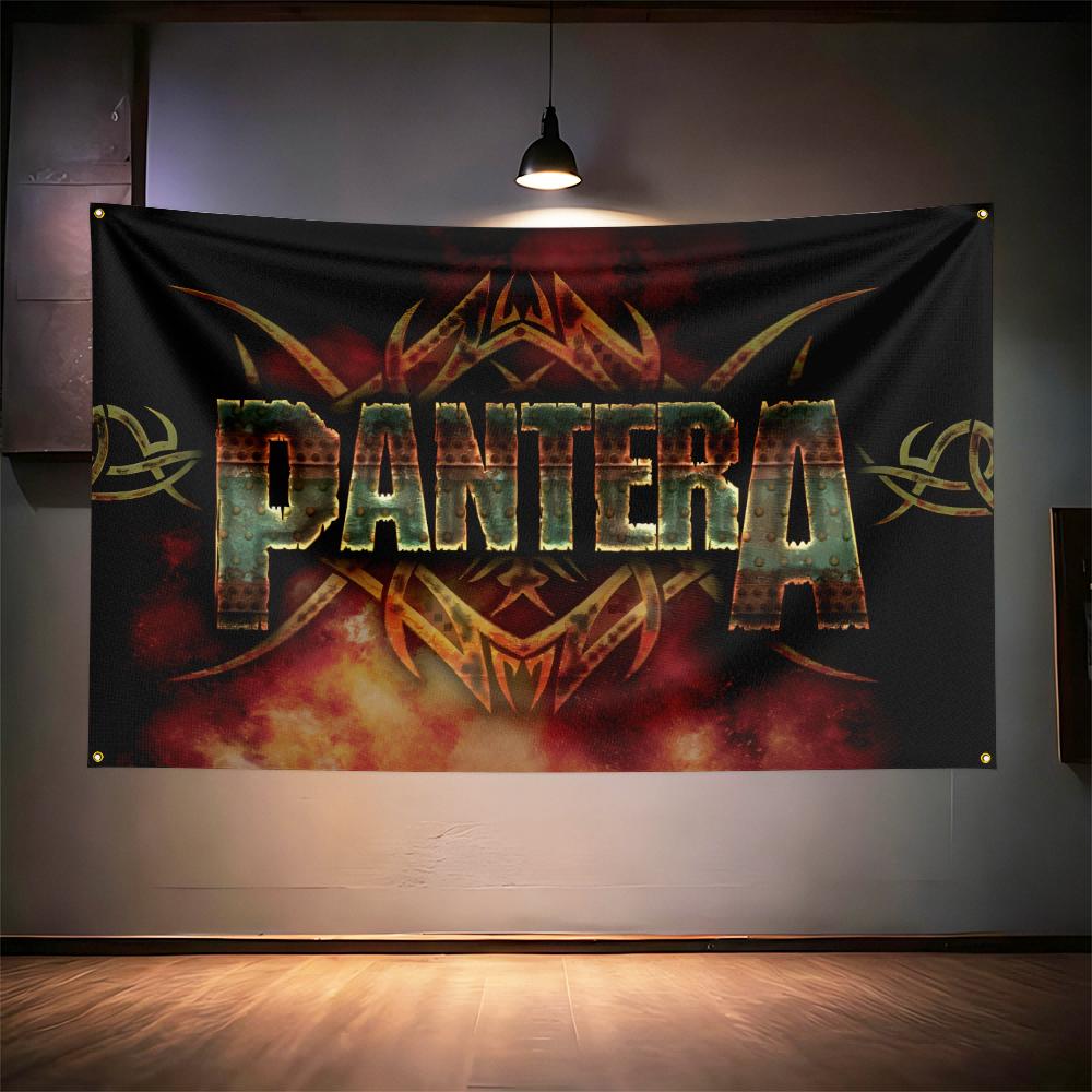 Флаг Рок-музыки 3x5 футов Для фанатов группы Pantera Баннер HD-печать Латунные люверсы Декор стены гаража, спальни, гостиной, общежития Гобелен