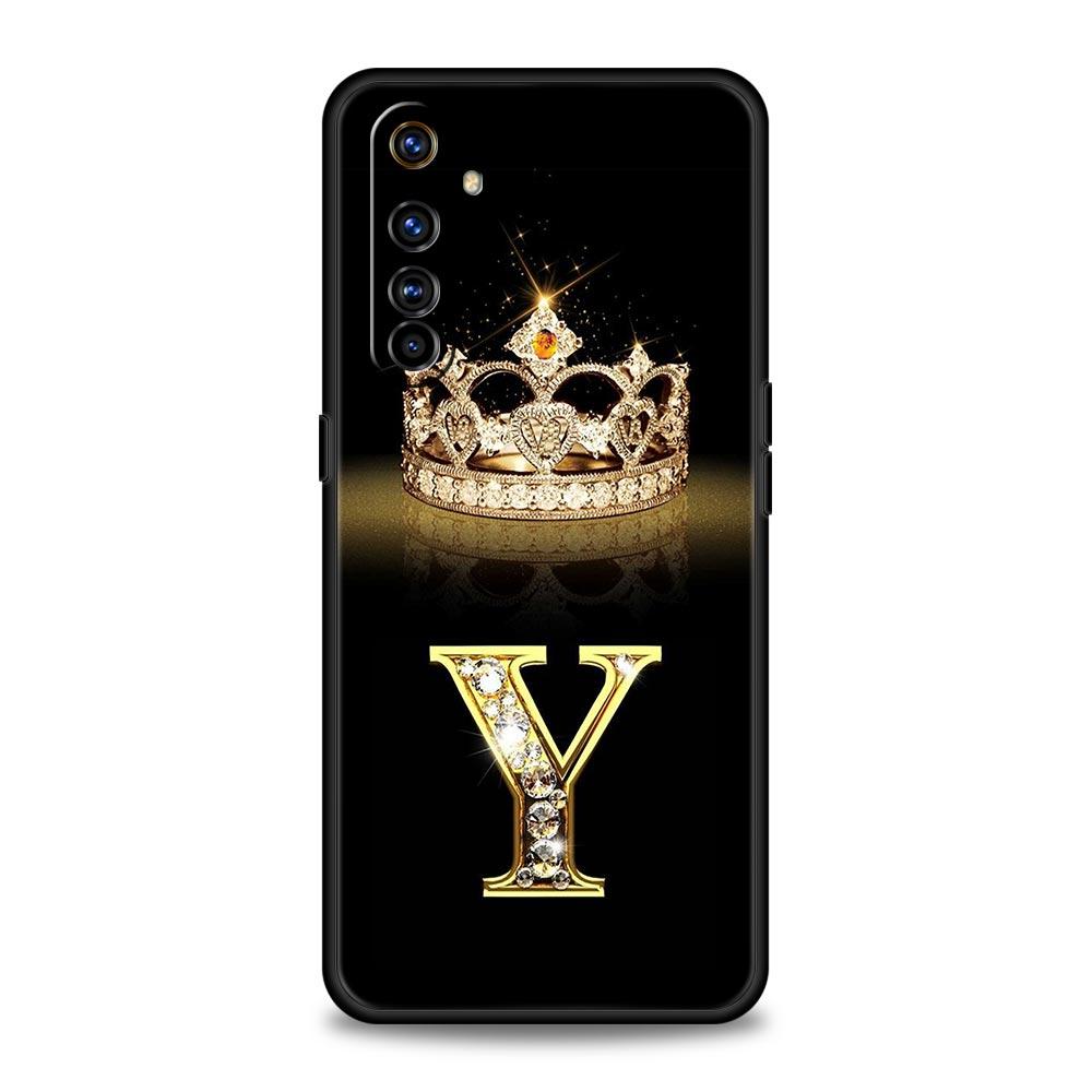 Diamond Crown Letter A For Realme GT Neo 2 3 3T Phone Case For Realme 10 9 8 5G 7 6 GT2 Pro Plus 9i 8i C21 C11 C25 C35 Cover