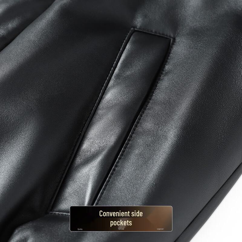 Men's Sheepskin Goose Down Stand Collar Leather Jacket