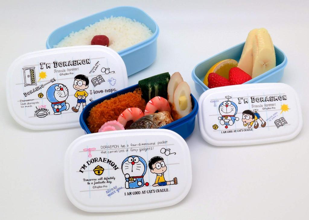 OSK Doraemon Bento Lunch Set of 3 Sealable Containers Made in Box, [180ml/300ml/480ml/Compact Storage/Nesting Design], Japan, SP-31