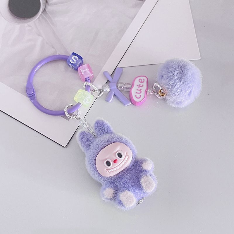 Mini Labubu Furball Backpack Mobile Pendant Cute Keychain Gift