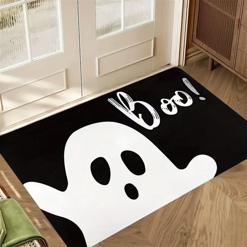 Halloween Ghost Doormat Cute Boo Spooky Front Door Mat Non-Slip Welcome Floor Rug Outdoor Indoor Entryway Home Halloween Decor