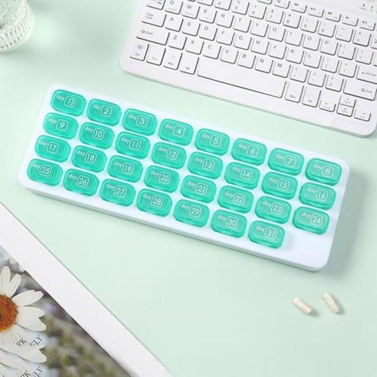 Monthly Pill Organizer with Removable Pocket-Sized Storage Box Snap Lid Storage Case for Daily