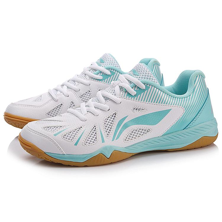 Li Ning Хранение Текстиль, Синтетическая Кожа Амортизация Поддержка Баланс Низкие Тренировочные Кроссовки Женские Белый Синий APTM004-3