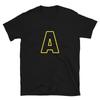 Letter A Yellow Bold Font Simple Black Tshirt