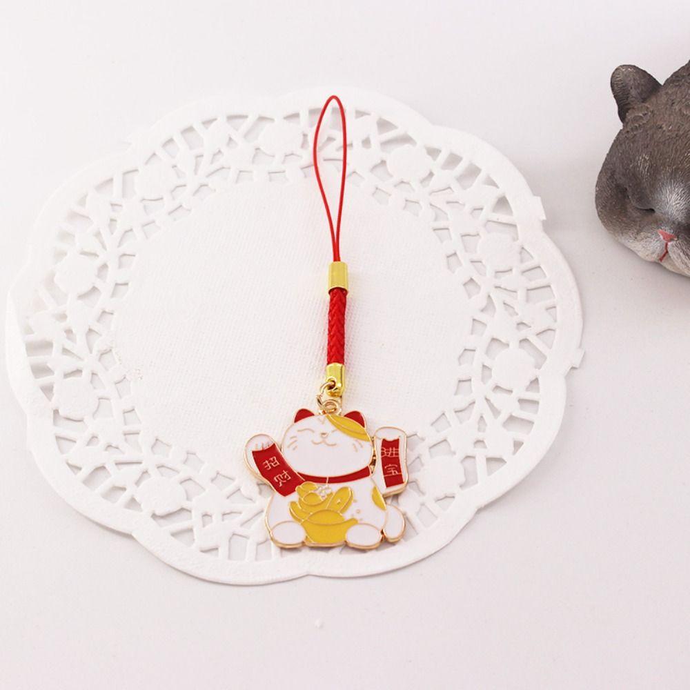 Anti-drop Fortune Cat Keychain Mobile Phone Straps Lucky Cat Phone Pendant Mobile Phone Lanyard