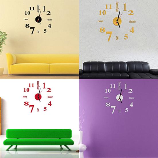 Modern Fashion Home Office Room Decor Background DIY 3D Clock Wall Sticker