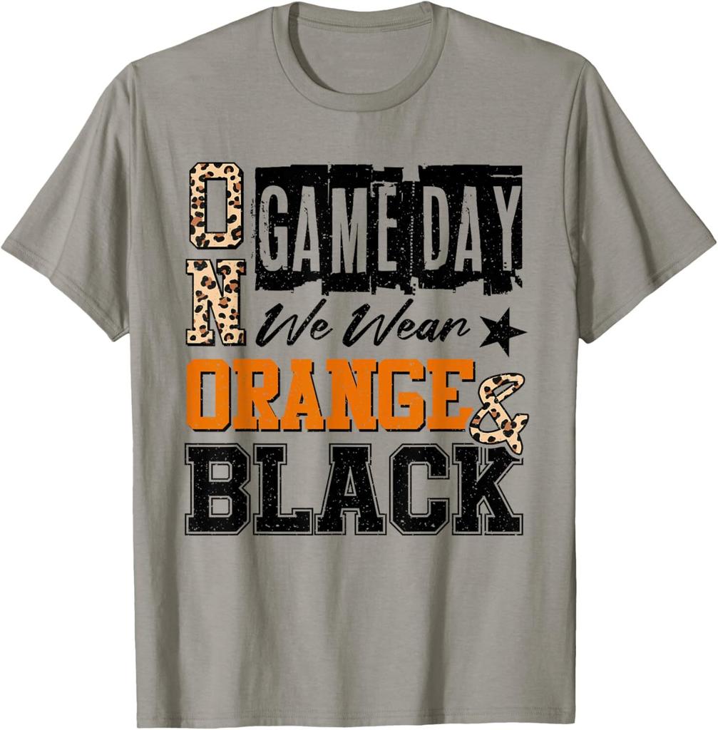 On Gameday Football We Wear Orange And Black School Spirit T-Shirt