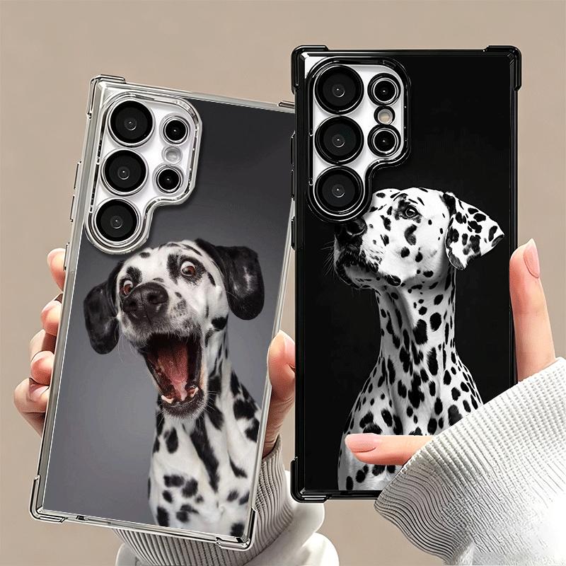 Dalmatian Cute Dog Plating Phone Case For Samsung Galaxy S24 S25 FE S26 Edge S23 Ultra S22 S21 Plus S20 Anti-Fall Airabag Cover