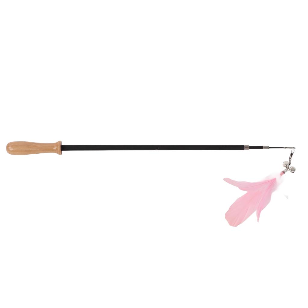 Кошачья палочка-дразнилка, выдвижная интерактивная игрушка-перо для кошек с колокольчиком для котенка, розовый