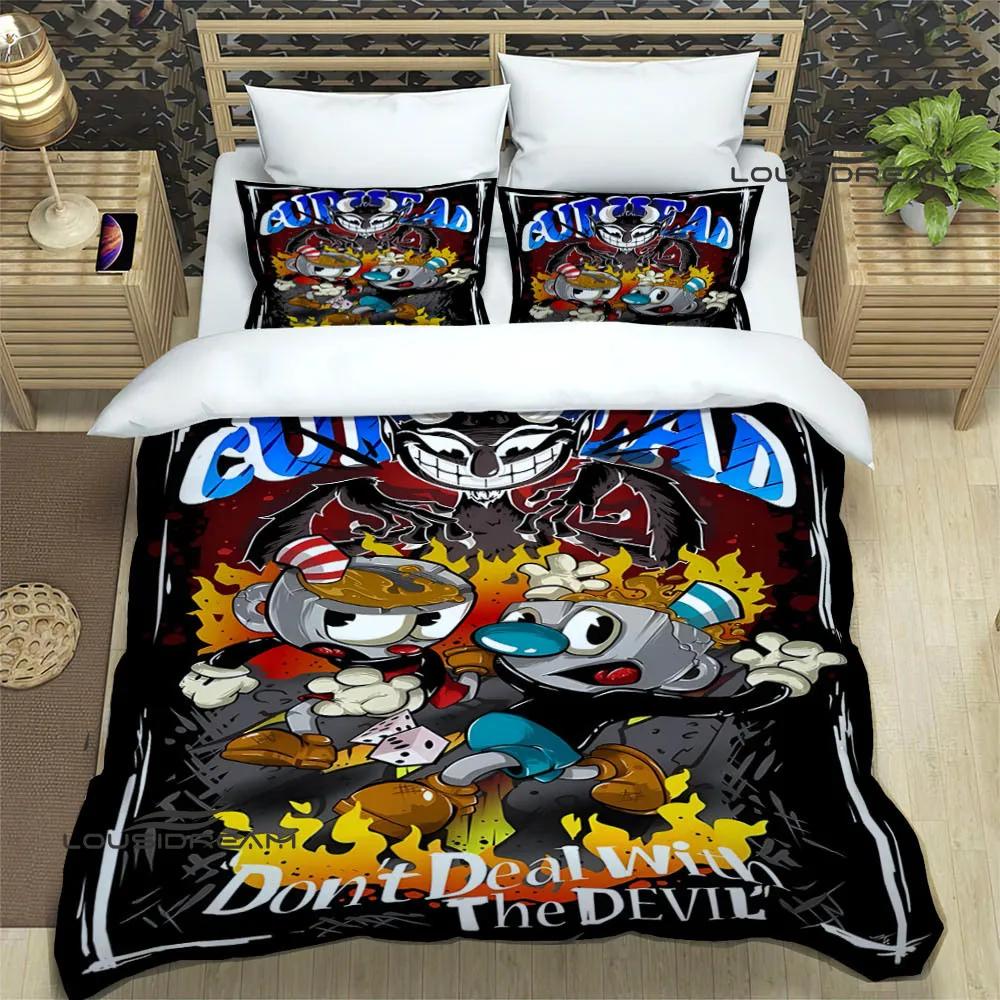 Cuphead Cartoon Printed Bedding Sets Exquisite Bed Supplies Set Duvet Cover Bed Comforter Set Bedding Set Luxury Birthday Gift