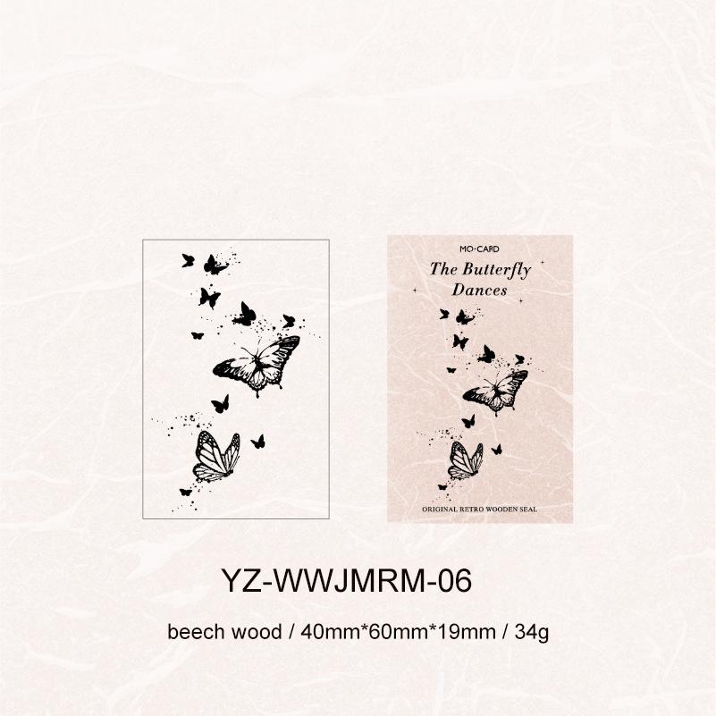JIANWU All Things Silent As A Mystery Series Vintage Flower Butterfly Landscape Material Collage Wooden Stamp Journal Stationery