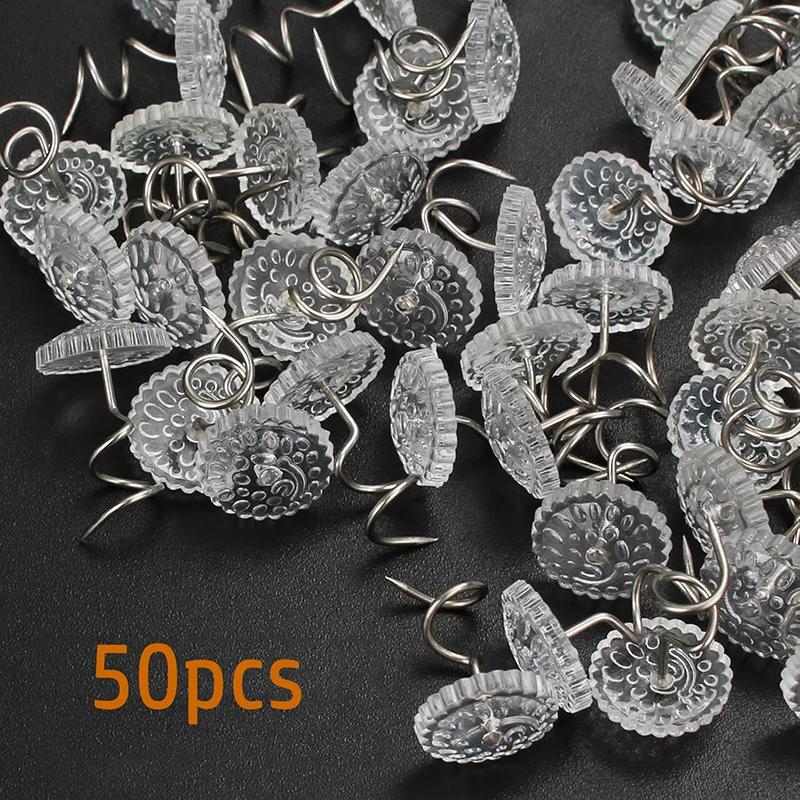 30/50Pcs Twist Pins Upholstery Clear Heads Slip Cover Fasteners Headliner Pins for Sofa Car Van Home Furniture Hold Bed Skirt