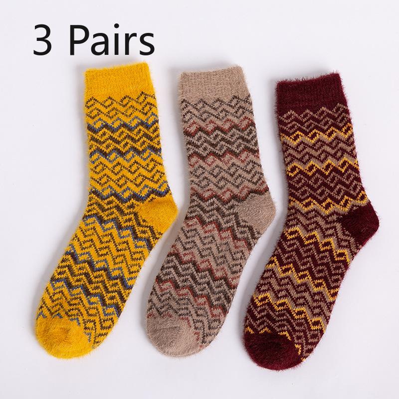 3 Pairs of Women's New Wavy Faux Ferret Thickened Warm Tube Socks
