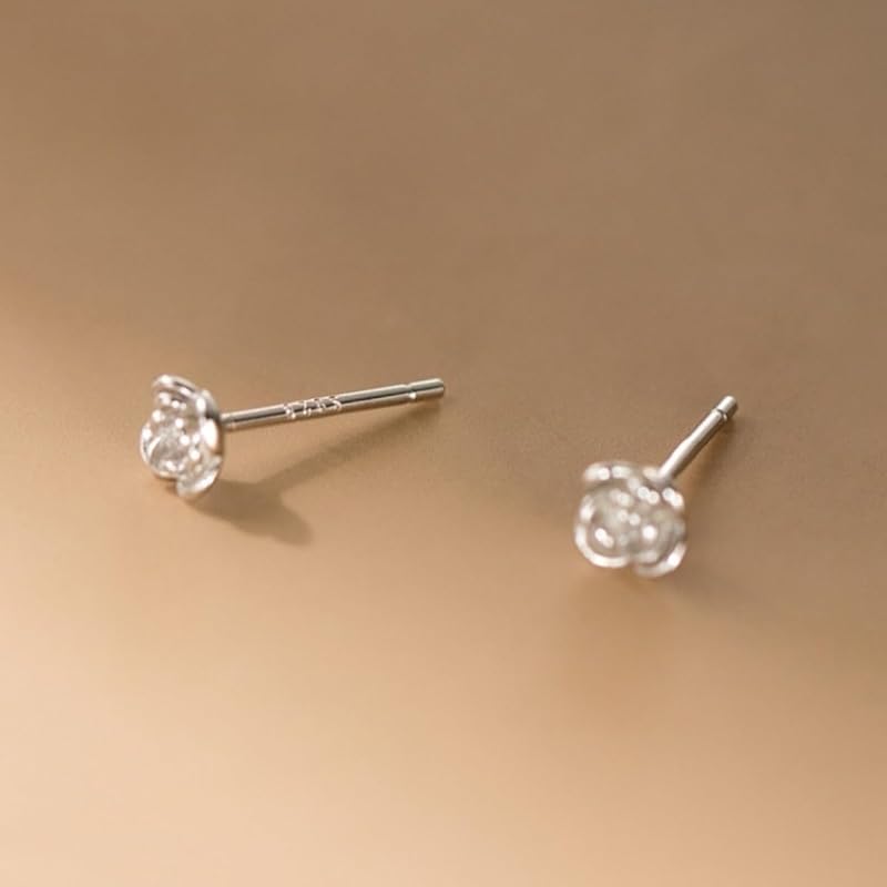 Earrings Silver 925 Silver925 Compatible with Metal Allergies Rose Rose Rose Smaller Small Inconspicuous Delicate Simple Modest Pink Gold (Silver)