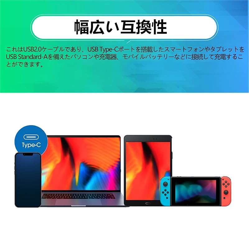 Кабель USB TYPE C 5 м (Набор из 2) ПОТРРИСЬЮСЕР Тип C (USB-A-C) Супербыстрая зарядка с выходом 2,4 А [передача данных и вывод видео не поддерживаются]