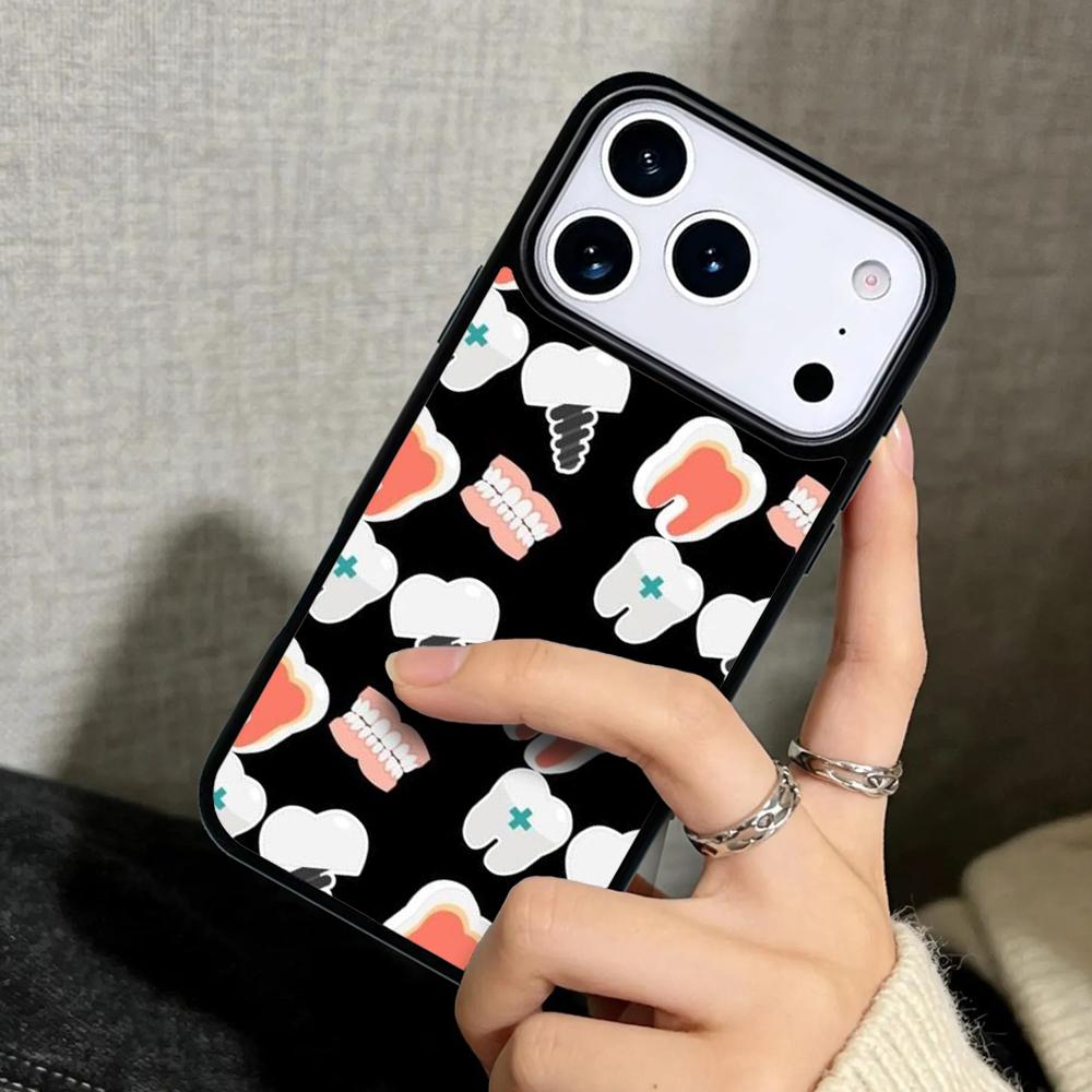Чехол Case для iPhone 17 Air 16 Pro Max 15 Plus 11 13 Mini 14 12 Задняя крышка телефона Милый Зуб Стоматолог