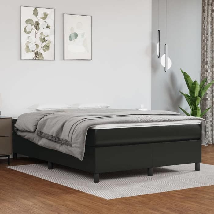 Cadre de lit avec matelas - Maison Exclusive - Noir - 140x190 cm - Similicuir - 2 places
