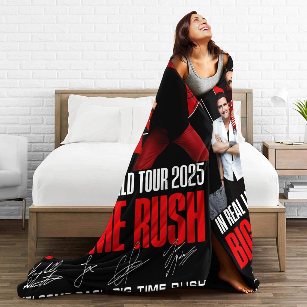 Big Time Rush Band  Flannel Blanket Winter  Super Soft Throw Blanket for Girls Boys Outdoor Funny Bedspread Sofa Bed Cover