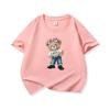 Girl Bear With Pink Bow Graphic Tee Kids Pure Cotton Crew Neck T Shirt Short Sleeve Muticolor Tops For Boys Girls Children