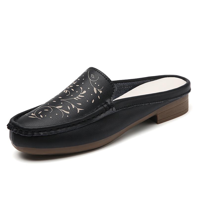 Women's Backless Sandals Summer Slip-on Flats Mule Shoes Closed Toe Slippers Lady Comfort Casual Travel Mule