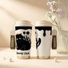 Coffee Mug 532ml Crown, Black Cat & Tulip Elements Lanyard Insulated Cup Lightweight Cup Large Capacity Cup Car Cup Heat Proof Travel Cup