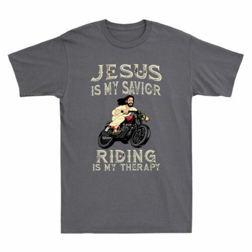Jesus Is My Savior Riding Is My Therapy Tee Funny Motorcycle Lover Men's T-Shirt