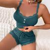 European & American Fashion Lace Trim Women's Pajama Set - Casual & Sexy Camisole and Shorts