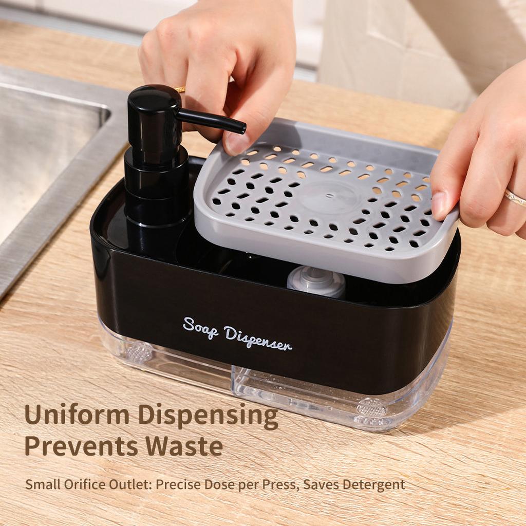 Диспенсер для посудомоечной машины, Ручной дозатор мыла нажимного типа, 2 способа подачи жидкости, Легко снимаемая и моющаяся губка