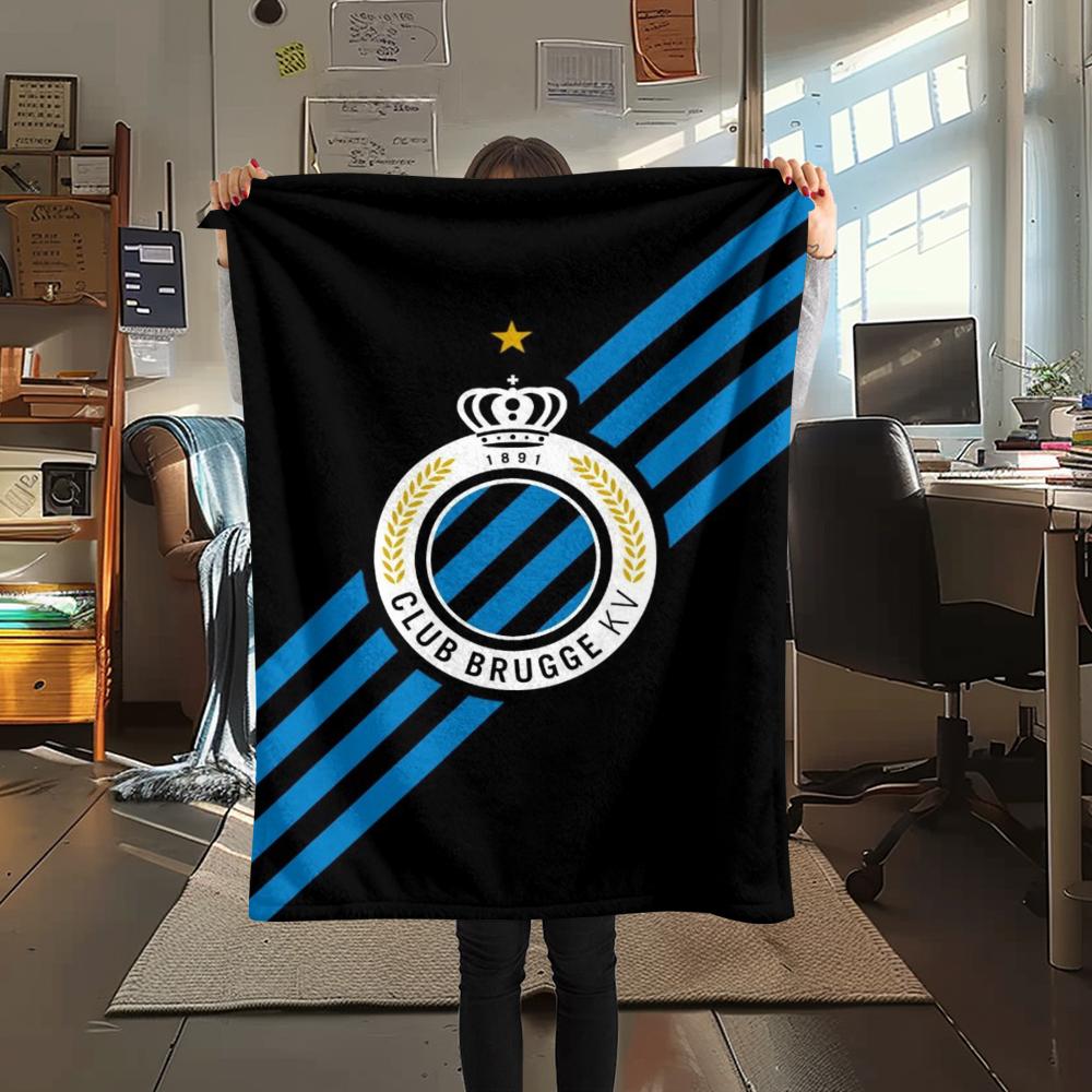 1Pc Club Brugge K V Print Flannel Blanket, High quality Comfortable for All Seasons, Home Decor, Warmth and Comfort, Perfect for Christmas Gifts