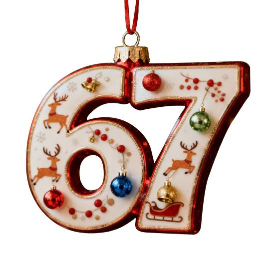 67 Christmas Ornament 2D Flat Funny Six Seven Meme Christmas Decoration Gifts for Teens Adults Humor Lovers