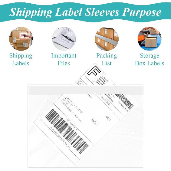 100 Pack 7.5" x 5.5" Clear Self-Adhesive Top Loading Packing List/Shipping Label Envelopes Pouches