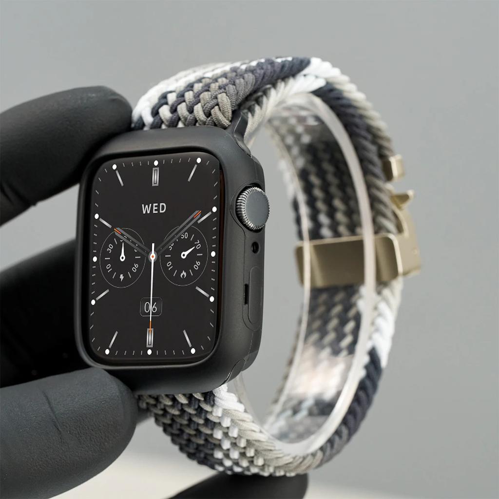 Силиконовый Чехол+Плетеный Ремешок Для Apple Watch Bands 46мм 49мм 44мм 42мм 41мм 40мм 38мм SE 10 9 6 5 Ultra 2 Нейлоновый ремешок Strap
